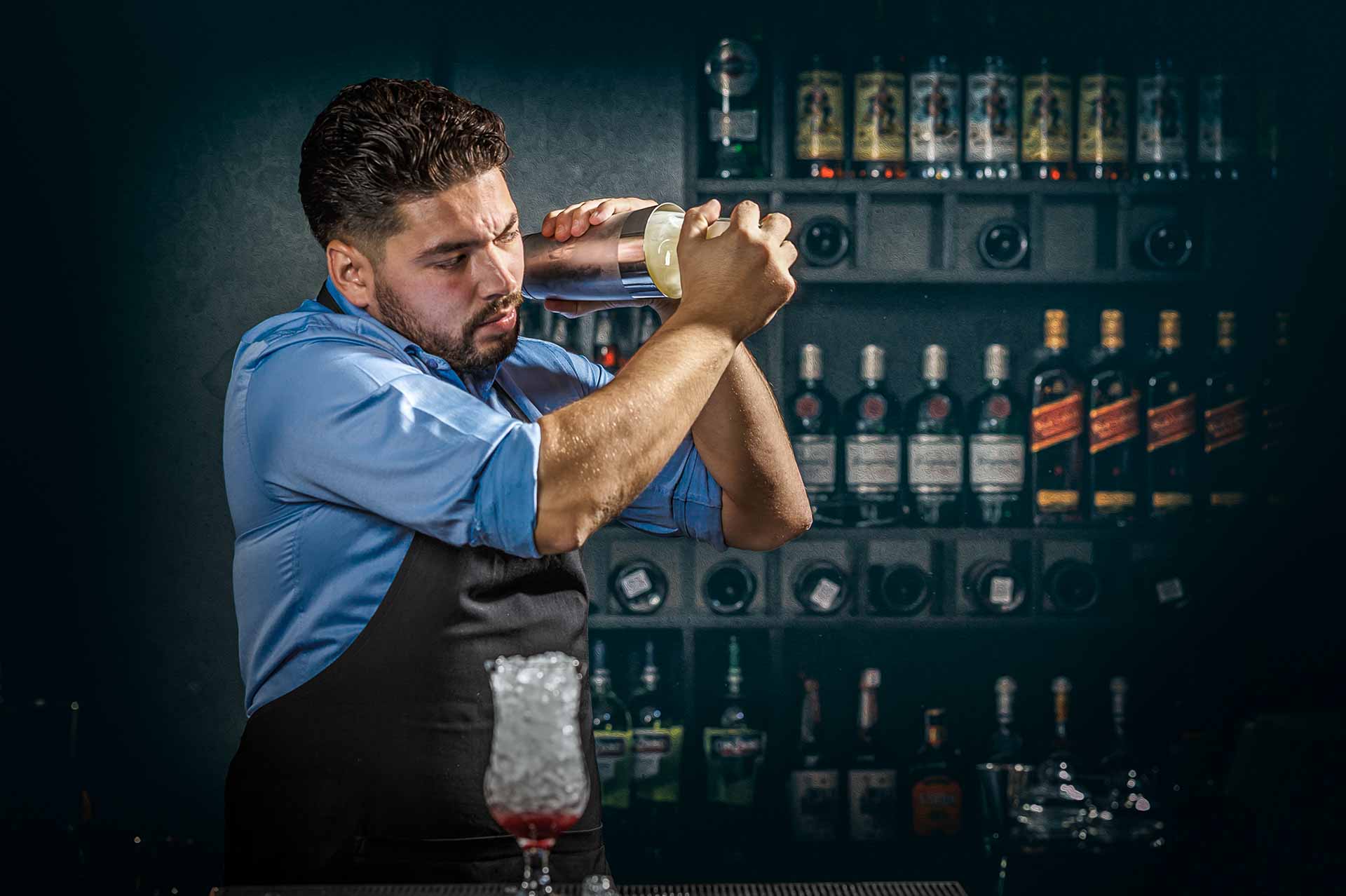 Bartender shakes and mixing - cheers academy school